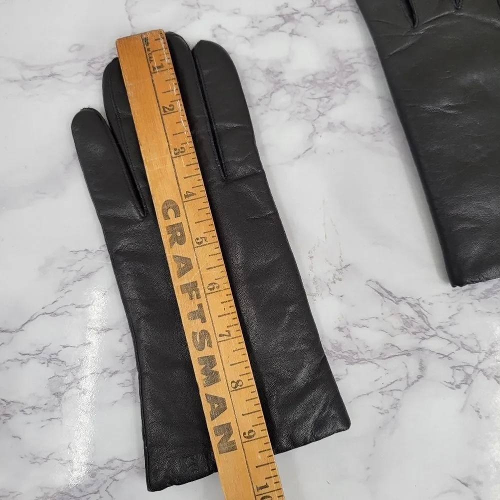 Isotoner Black Leather Driving Gloves with Knit Lining Women's Large - Picture 10 of 13